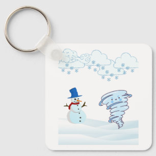 Cute winter snowman and wind keychain