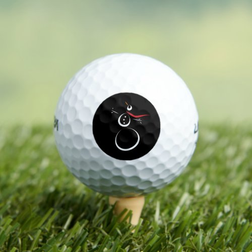 Cute Winter Snowman Black Golf Balls