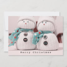 Cute Winter Snowman Couple with Scarves