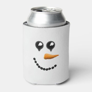 Cute Winter Snowman Face Can Cooler by BlackStrawberry_Co at Zazzle