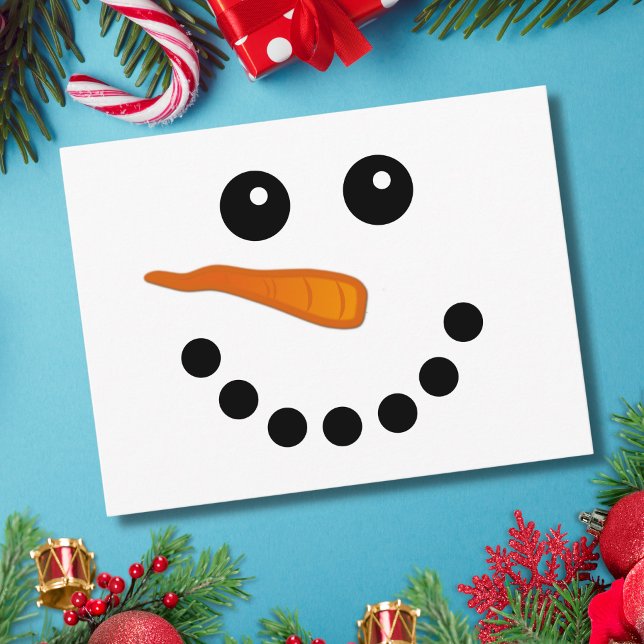 Cute Winter Snowman Face Festive Holidays Cartoon Postcard (Creator Uploaded)