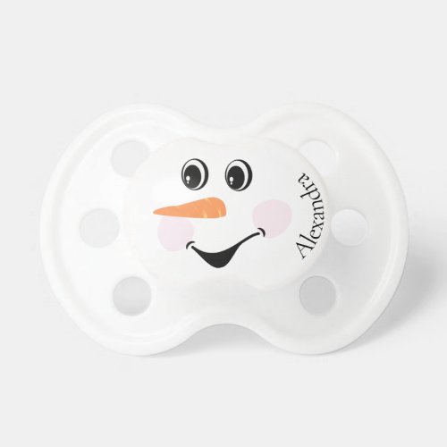Cute Winter Snowman Face Monogrammed With Name  Pacifier