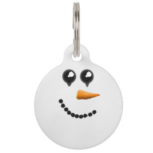 Cute Winter Snowman Face Pet ID Tag