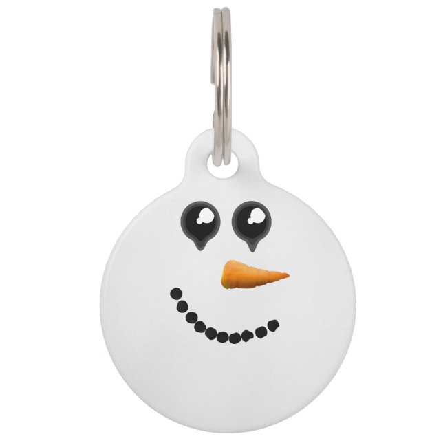 Cute Winter Snowman Face Pet ID Tag (Back)