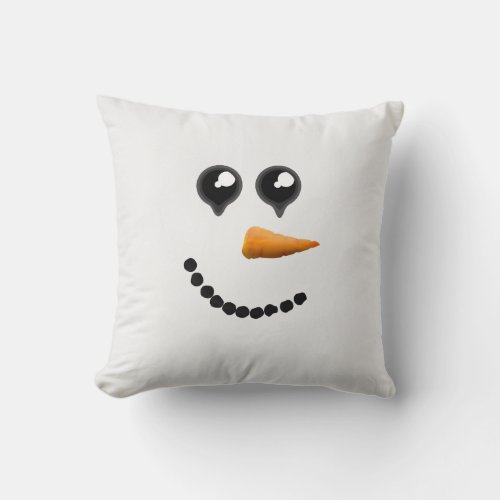 Cute Winter Snowman Face Throw Pillow