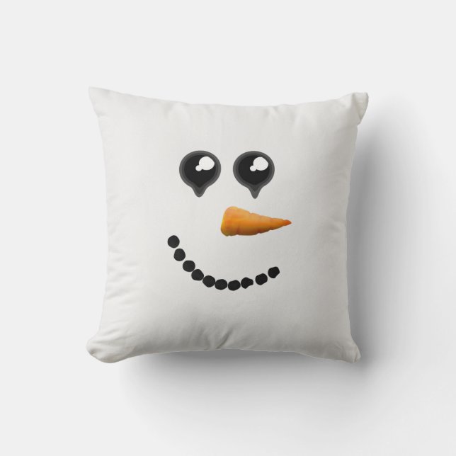 Cute Winter Snowman Face Throw Pillow (Front)