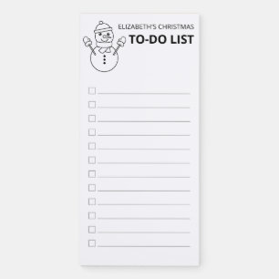 Cute Winter Snowman Line Art - To-Do List Magnetic Notepad