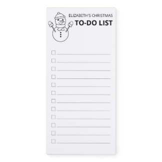Cute Winter Snowman Line Art - To-Do List Magnetic Notepad