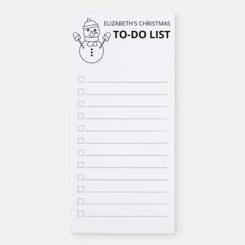 Cute Winter Snowman Line Art _ To_Do List Magnetic Notepad