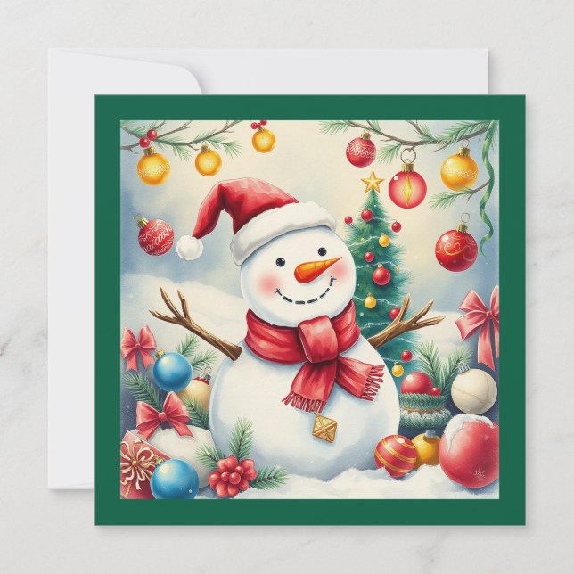 Cute Winter Snowman Merry Christmas Non-Photo  Holiday Card (Front)