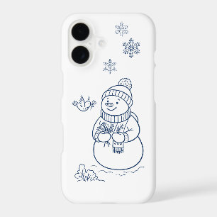 Cute Winter Snowman   Minimal Line Art iPhone 17 Case