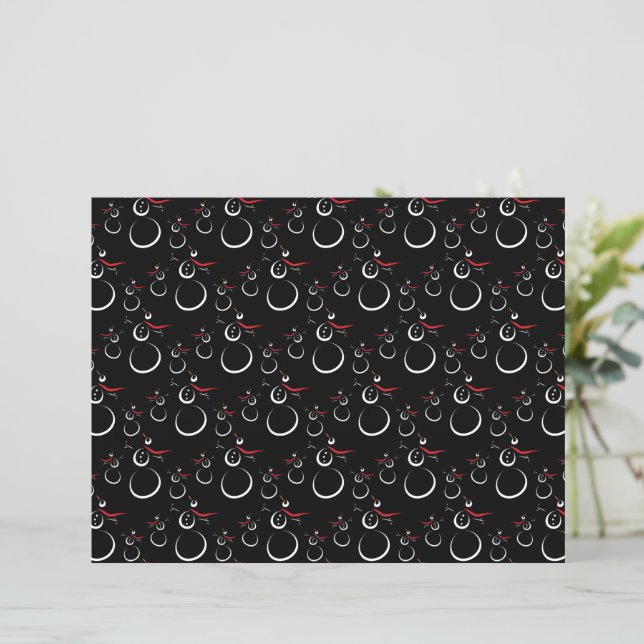 Cute Winter Snowman Pattern Black (Standing Front)