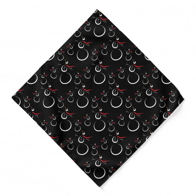 Cute Winter Snowman Pattern Black Bandana (Front)