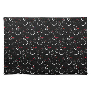 Cute Winter Snowman Pattern Black Cloth Placemat