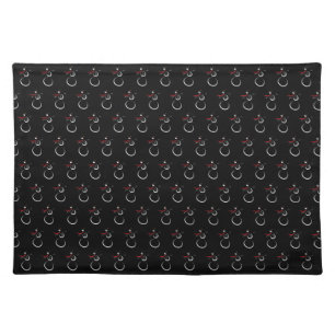 Cute Winter Snowman Pattern Black Cloth Placemat
