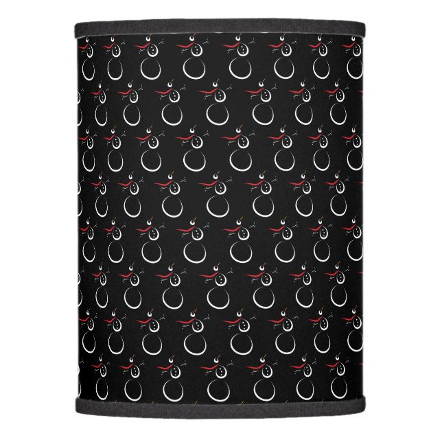Cute Winter Snowman Pattern Black Lamp Shade (Front)
