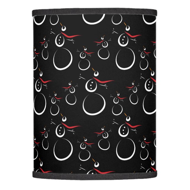Cute Winter Snowman Pattern Black Lamp Shade (Front)