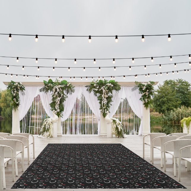 Cute Winter Snowman Pattern Black Outdoor Rug (Insitu (Wedding 1))