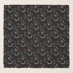 Cute Winter Snowman Pattern Black Scarf