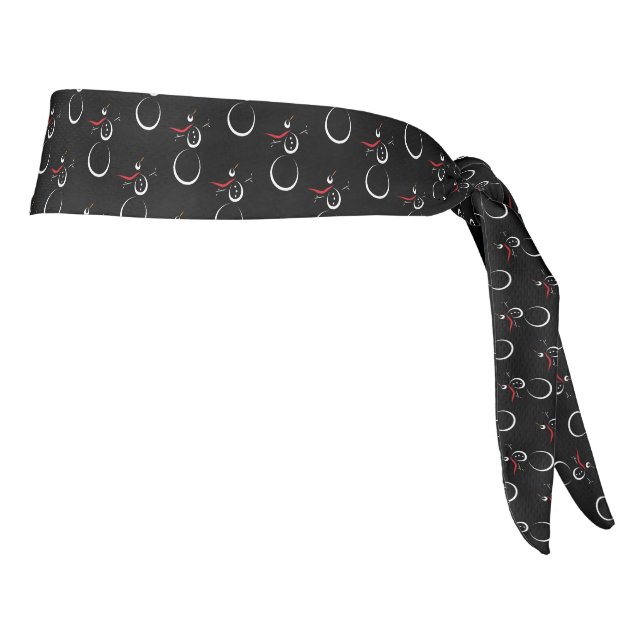 Cute Winter Snowman Pattern Black Tie Headband (Rotate 90)