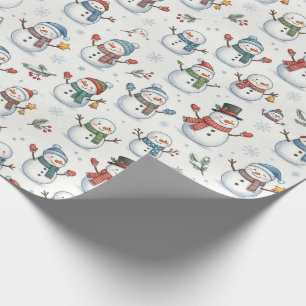Cute Winter Snowman Seamless Pattern Wrapping Paper