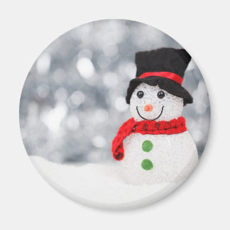 Cute Winter Snowman w Scarf and Top Hat Magnet