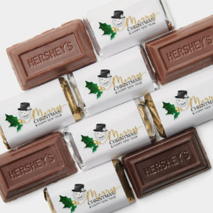 Cute Winter Snowman with Hat Gold-Green Candy Hershey's Miniatures