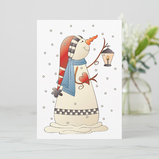 Cute Winter Snowwoman with Lantern  Invitation (Creator Uploaded)