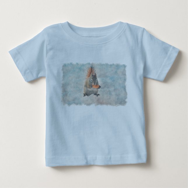 Cute Winter Squirrel with a Peanut Baby T-Shirt (Front)