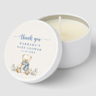 Cute Winter Teddy Bear Baby Shower Mini Candle Favors