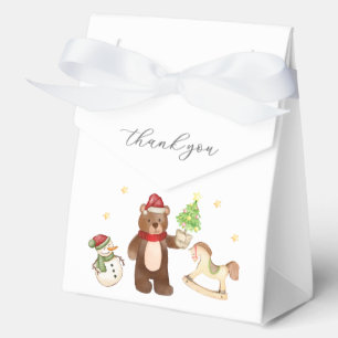 Cute Winter Teddy Bear Snowman Baby Shower Favor Boxes