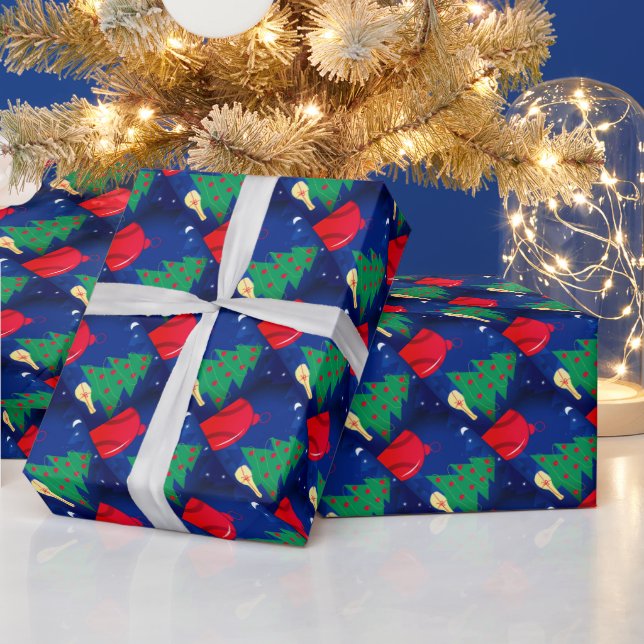 Cute winter tennis illustration Christmas gift Wra Wrapping Paper (Holidays)