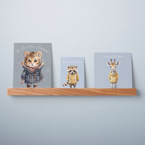Cute Winter theme wild animals illustrated custom  Picture Ledge