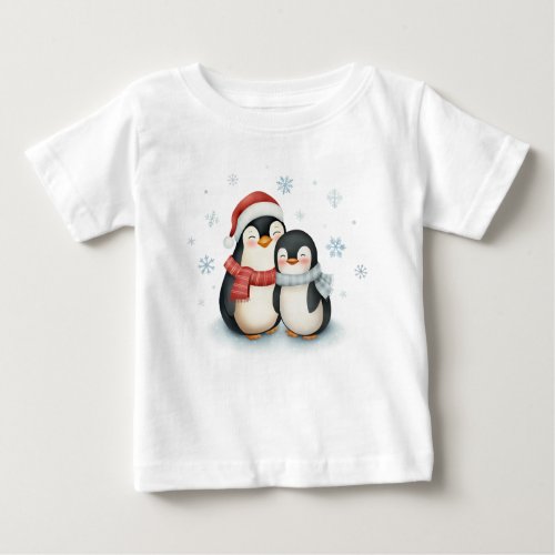 Cute Winter Themed Penguin Family Christmas  Baby T_Shirt