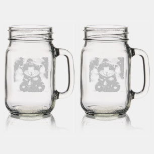 Cute winter time mouse Etched Glassware