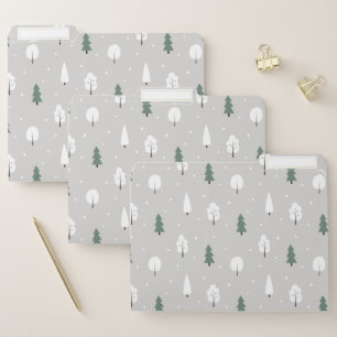 Cute Winter Tree & Snow Pattern File Folder
