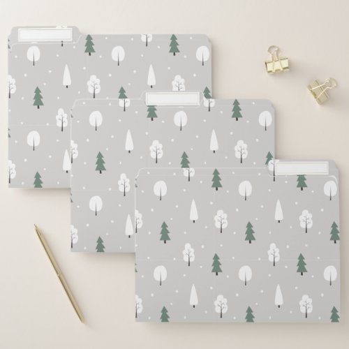 Cute Winter Tree  Snow Pattern File Folder