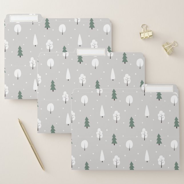 Cute Winter Tree & Snow Pattern File Folder (Set)