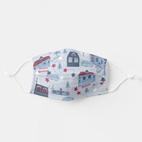 Cute Winter Village Neighborhood Christmas Adult Cloth Face Mask