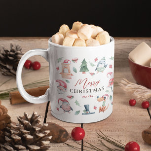 Cute Winter Watercolor Merry Christmas Coffee Mug