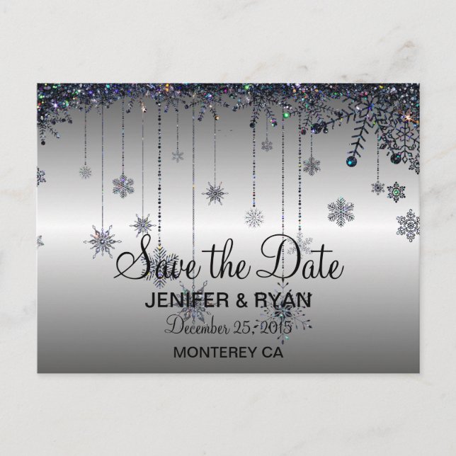 Cute winter wedding save the date postcard (Front)