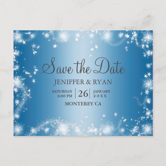 Cute winter wedding save the date postcard (Front)