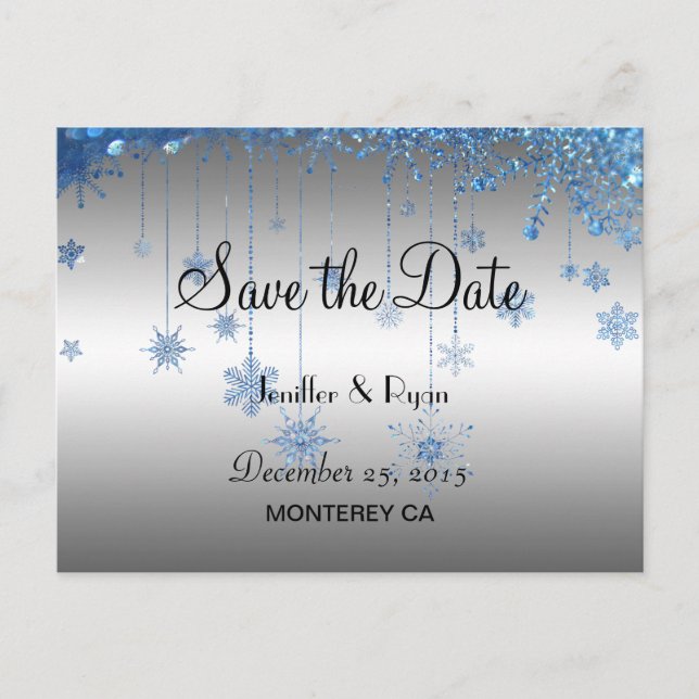 Cute winter wedding save the date postcard (Front)