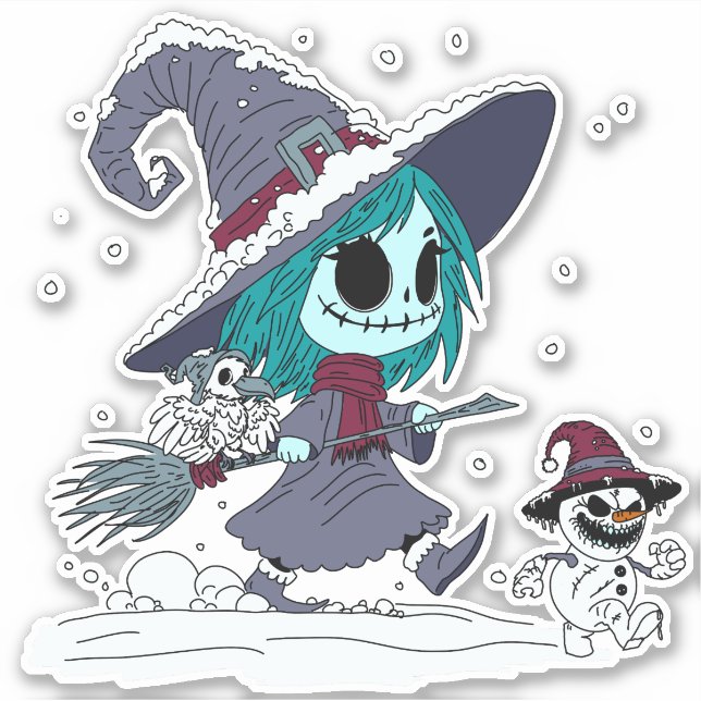 Cute Winter Witch Sticker (Front)