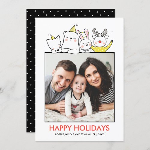 Cute Winter Wonderland Animals Photo Holidays Invitation