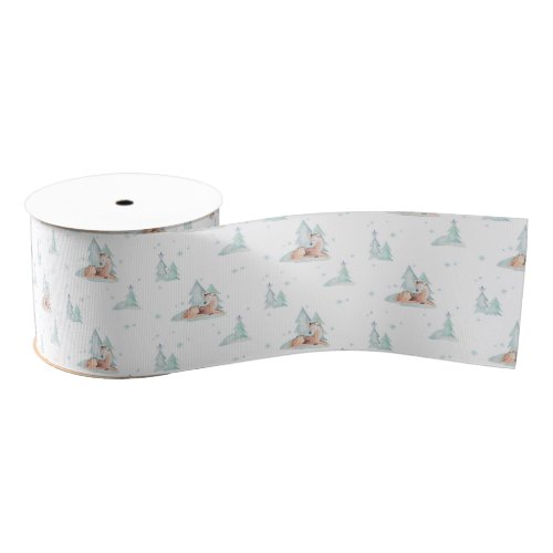 Cute winter wonderland  woodland animals grosgrain ribbon