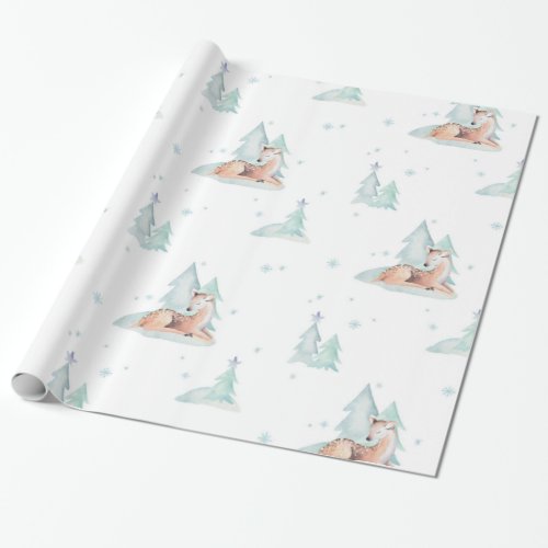Cute winter wonderland woodland animals wrapping paper