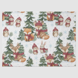 Cute Winter Woodland Animals Christmas Pattern Tissue Paper