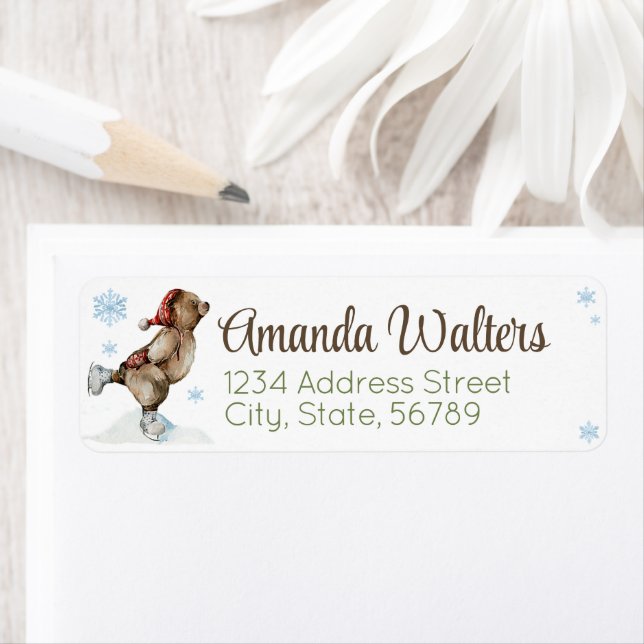Cute Winter Woodland Animals Snowflake Baby Shower Label (Insitu)