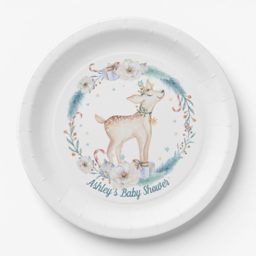 Cute Winter Woodland Baby Shower Paper Plates